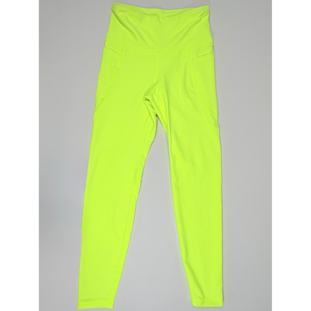 Old Navy Active Powersoft High Rise Leggings Neon Yellow Lime Side Pockets Small